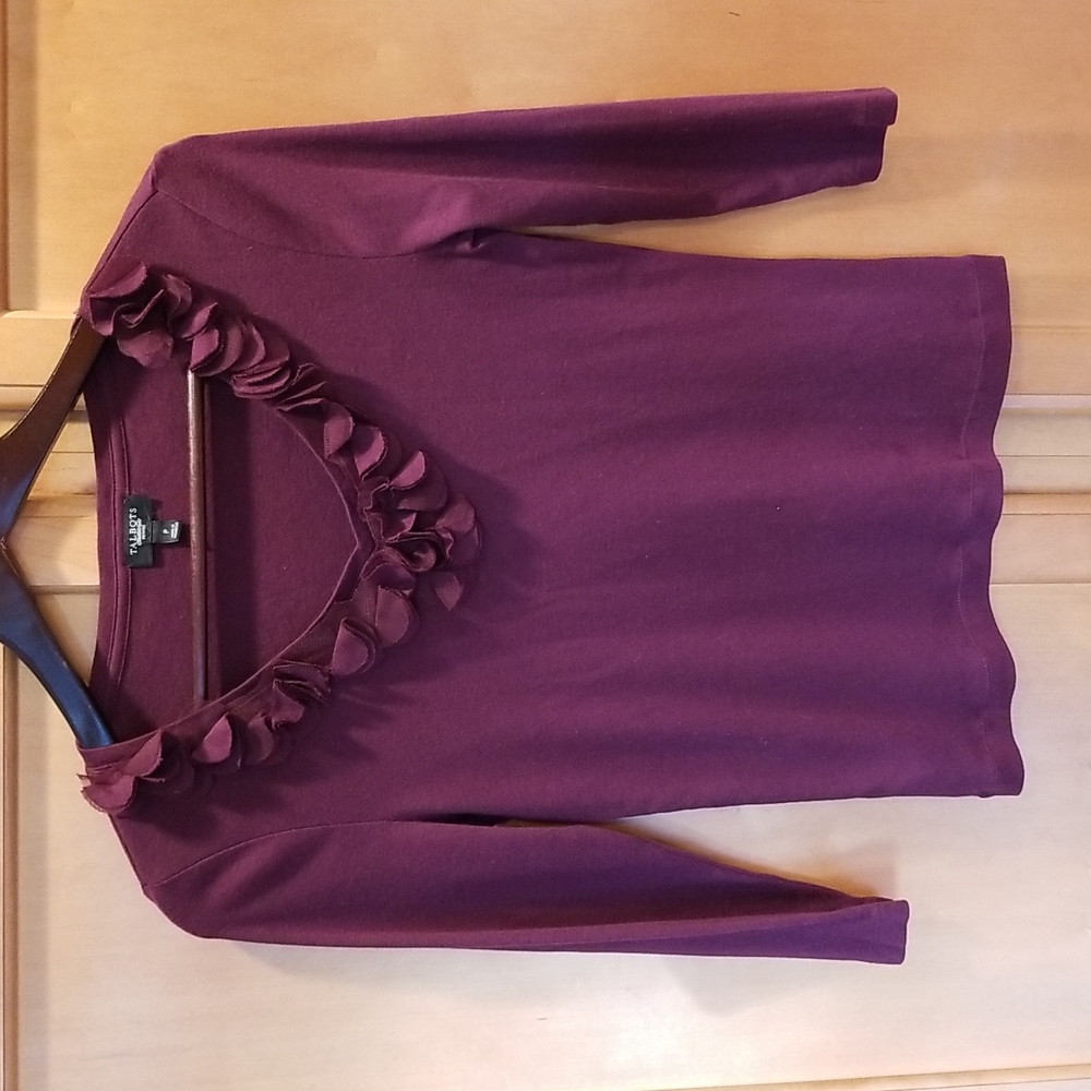 NWOT Talbots cotton blend jersey with floral v neck size PP